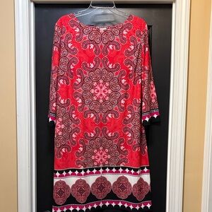 Chico’s coral and black Paisley Patterned Dress
